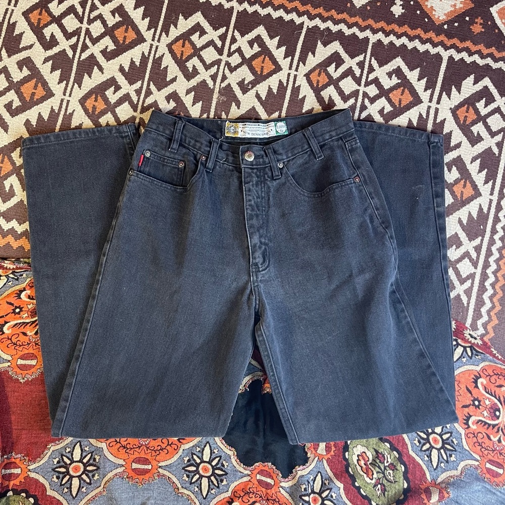 90's Bugle Boy Denim Gold Crest Series Loose Fit Men's Black Jeans Cotton 30/34